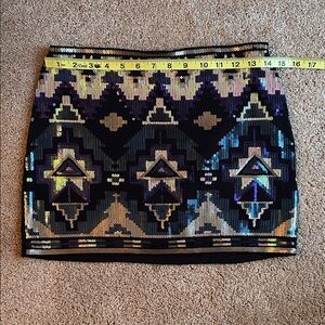 Sequin Geometric Pattern mini Skirt - Black and Gold